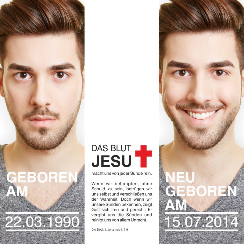 Schaukastenplakat - Wiedergeboren durch das Jesu Blut